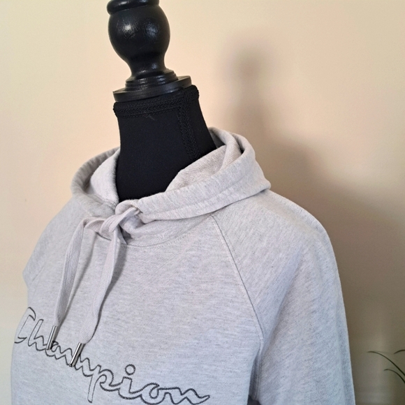 Champion Hoodie Light Grey Womens Medium Sweatshirt Cotton Blend - Picture 5 of 13